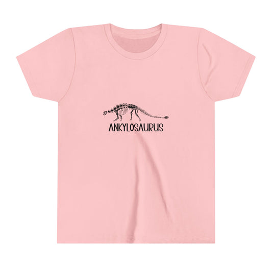 Youth Fossil Ankylosaurus T-Shirt with Black Graphics - Unisex Jersey Short Sleeve Tee Super Comfy Dino T-Shirt Gift