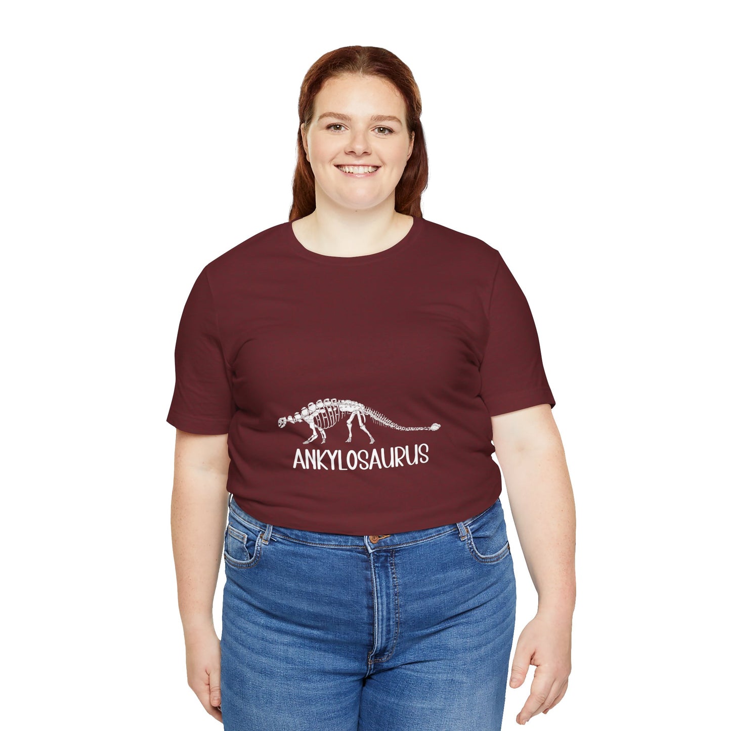 Fossil Ankylosaurus White Graphics- Unisex Jersey Short Sleeve Tee Super Comfy Dino T-Shirt Gift