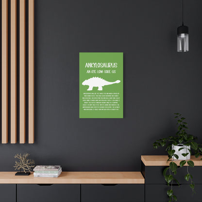 Ankylosaurus Vertical Matte Canvas Green, Stretched, 1.25" Amazing Gift for the Dino Lover in your life