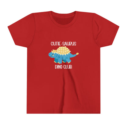 Youth Ankylosaurus Cutie Saurus Dino Club Blue - White Graphic - Unisex Jersey Short Sleeve Tee Super Comfy Dino T-Shirt Gift