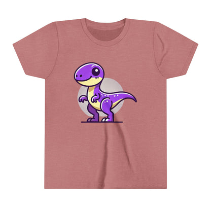 Youth Adorable Purple Dino Tee – Perfect for Little Dinosaur Lovers! 💜🦖 - Unisex Jersey Short Sleeve Tee Super Comfy Dino T-Shirt Gift