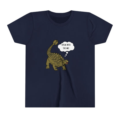 Youth Ankylosaurus Speak into the Mic Graphic - Unisex Jersey Short Sleeve Tee Super Comfy Dino T-Shirt Gift