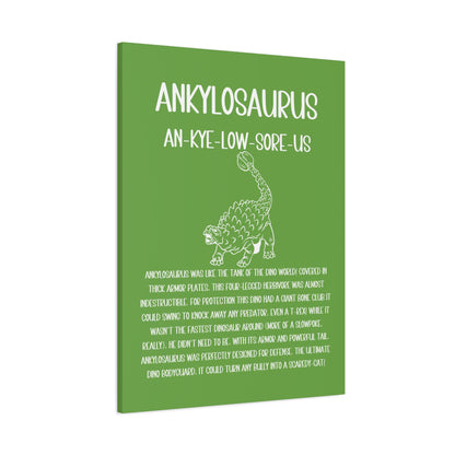 Defensive Ankylosaurus Vertical Matte Canvas Green, Stretched, 1.25" Amazing Gift for the Dino Lover in your life