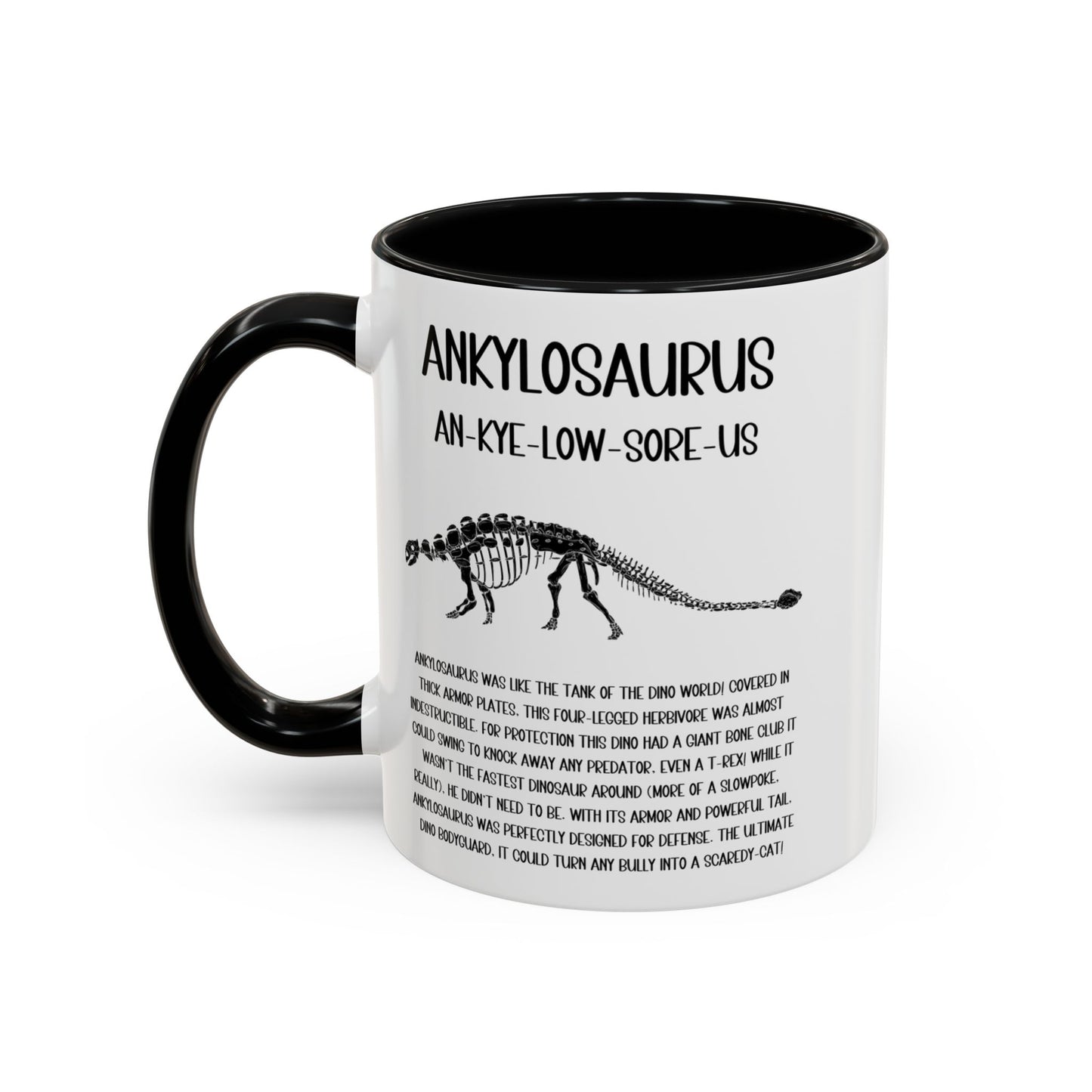 Fossil Ankylosaurus Mug with Detailed Black Graphic Amazing Gift for the Dino Lovers in your life