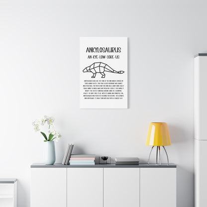 Polygon Outlined Ankylosaurus Vertical Matte Canvas White, Stretched, 1.25" Amazing Gift for the Dino Lover in your life