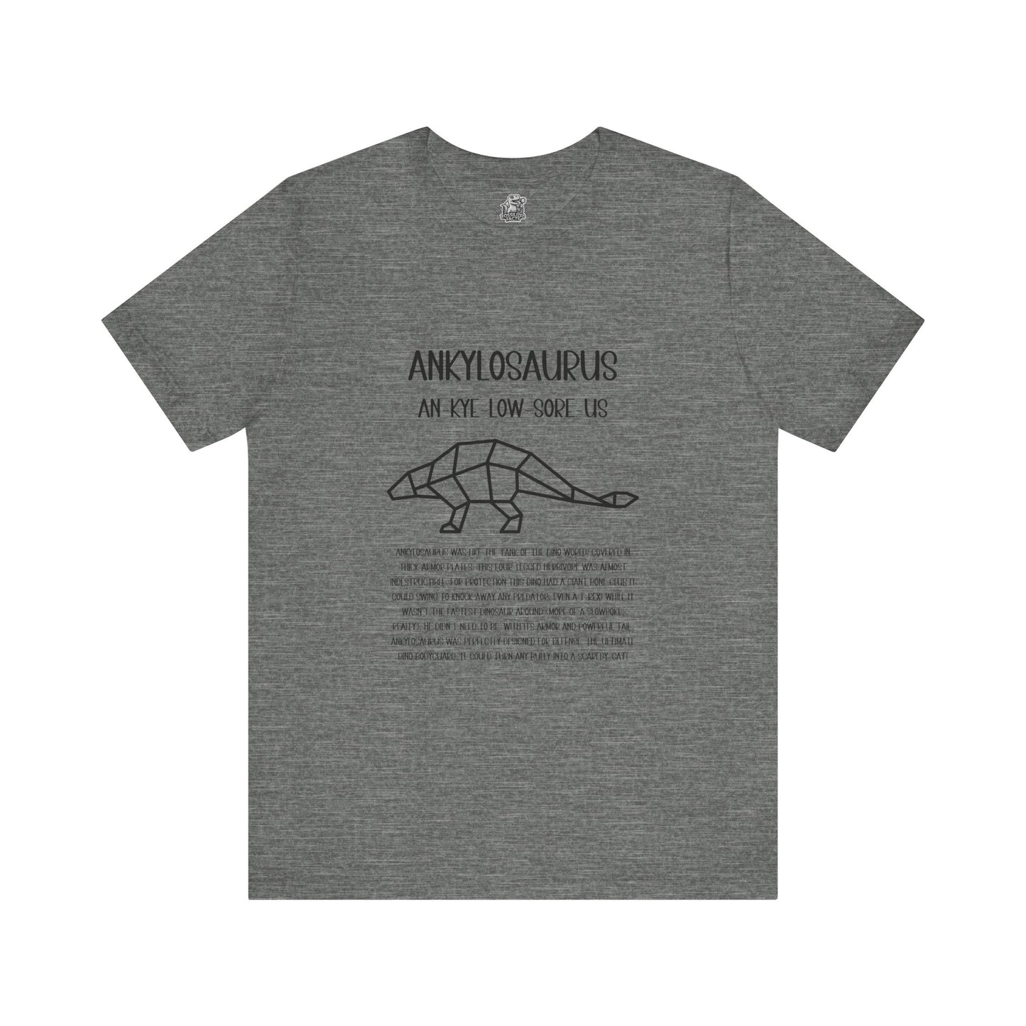 Polygon Ankylosaurus Detailed with Black Graphics - Unisex Jersey Short Sleeve Tee Super Comfy Dino T-Shirt Gift