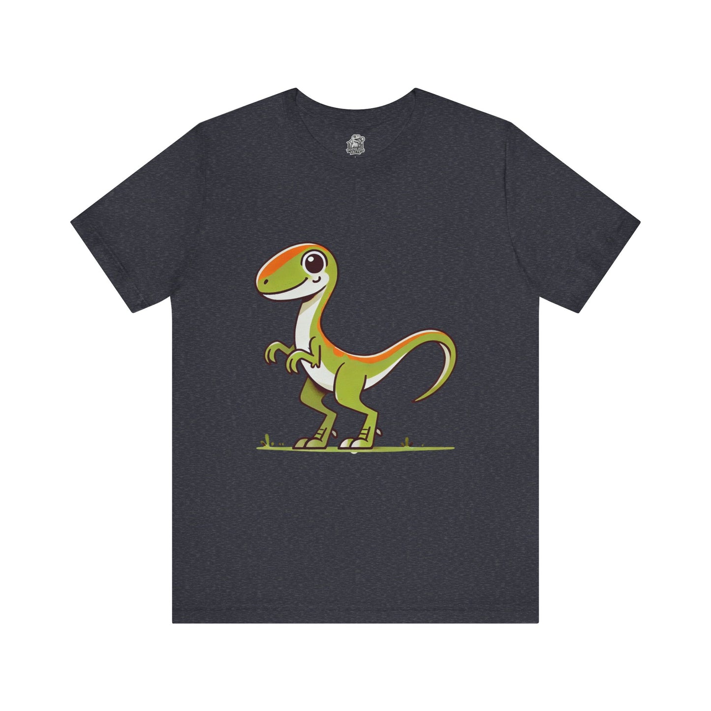 Playful Green Cartoon Velociraptor - Unisex Jersey Short Sleeve Tee Super Comfy Dino T-Shirt Gift