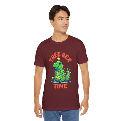 Tree Rex Time Christmas Jerry - Unisex Jersey Short Sleeve Tee Super Comfy Dino T-Shirt Gift