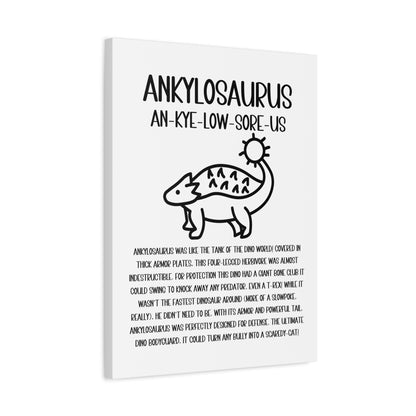 Cute Ankylosaurus Vertical Matte Canvas White, Stretched, 1.25" Amazing Gift for the Dino Lover in your life