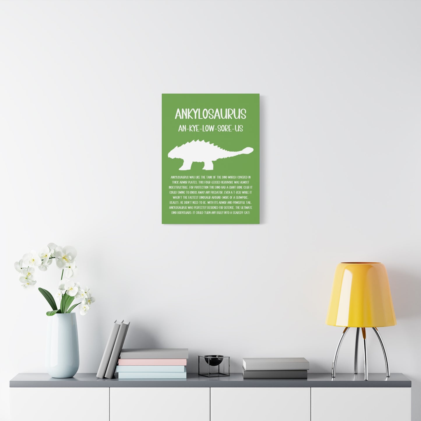 Ankylosaurus Vertical Matte Canvas Green, Stretched, 1.25" Amazing Gift for the Dino Lover in your life