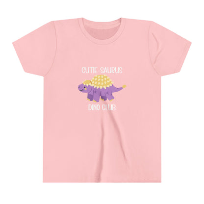 Youth Ankylosaurus Cutie Saurus Dino Club Purple - White Graphic - Unisex Jersey Short Sleeve Tee Super Comfy Dino T-Shirt Gift