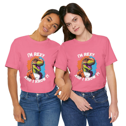 Vibrant Rex – I’m Rexy and I Know It Unisex T-Shirt with Bold Colors & T-Rex Swagger Unisex