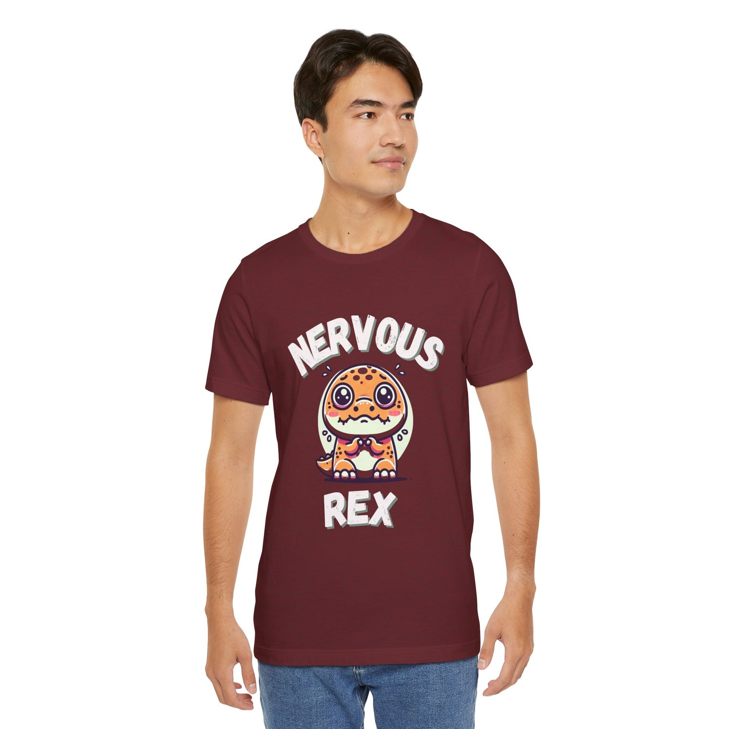 Nervous Rex Unisex T-Shirt – Adorable Unisex Dino Tee for Fun & Relatable Style