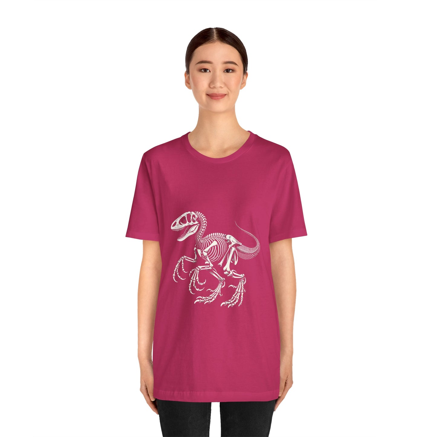 Velociraptor Fossil Skeleton Tee – Bold & Authentic Prehistoric Style! 🦖🦴✨ - Unisex Jersey Short Sleeve Tee Super Comfy Dino T-Shirt Gift