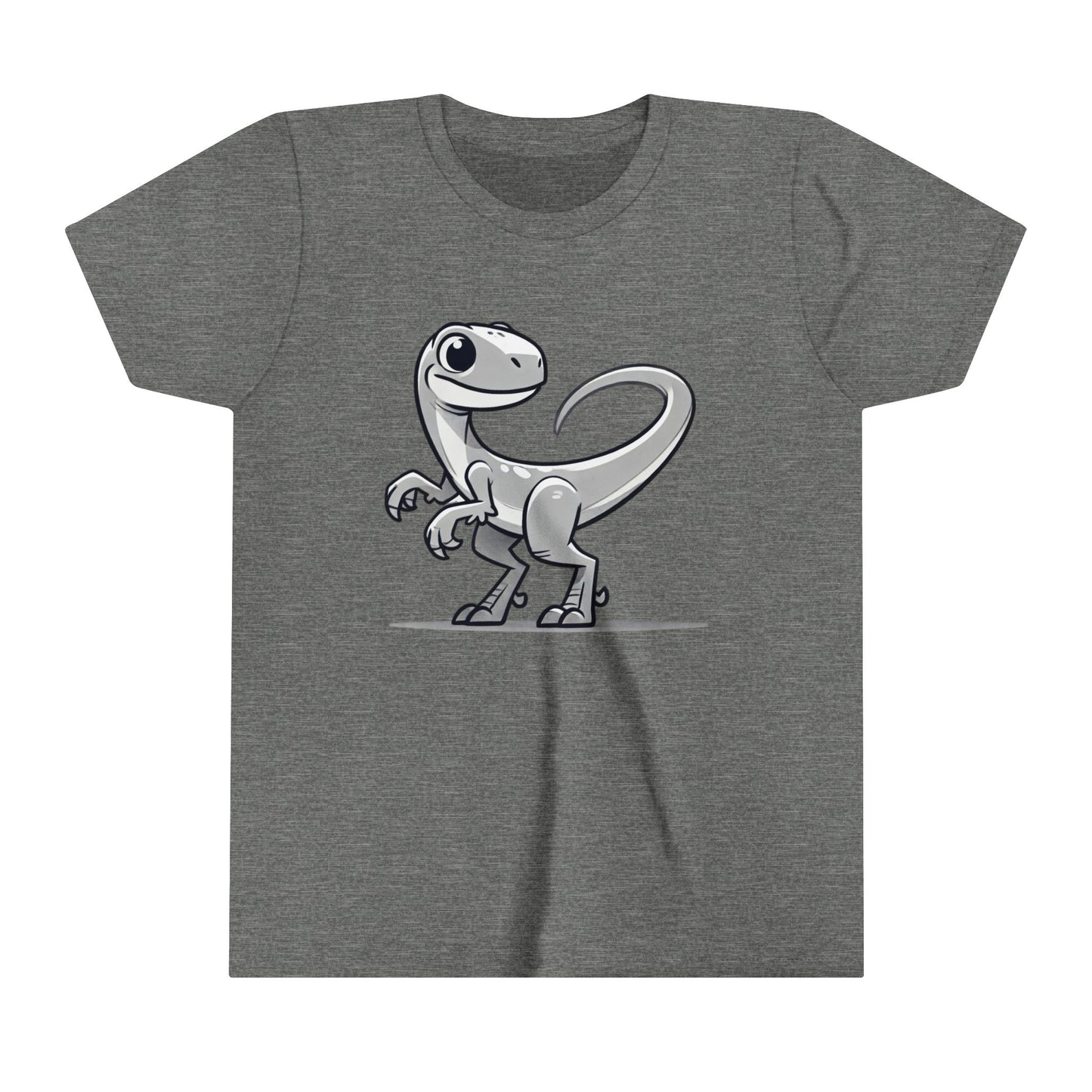 Youth Cute Velociraptor Cartoon Tee – Dino Fun for All Ages! 🦖✨ - Unisex Jersey Short Sleeve Tee Super Comfy Dino T-Shirt Gift