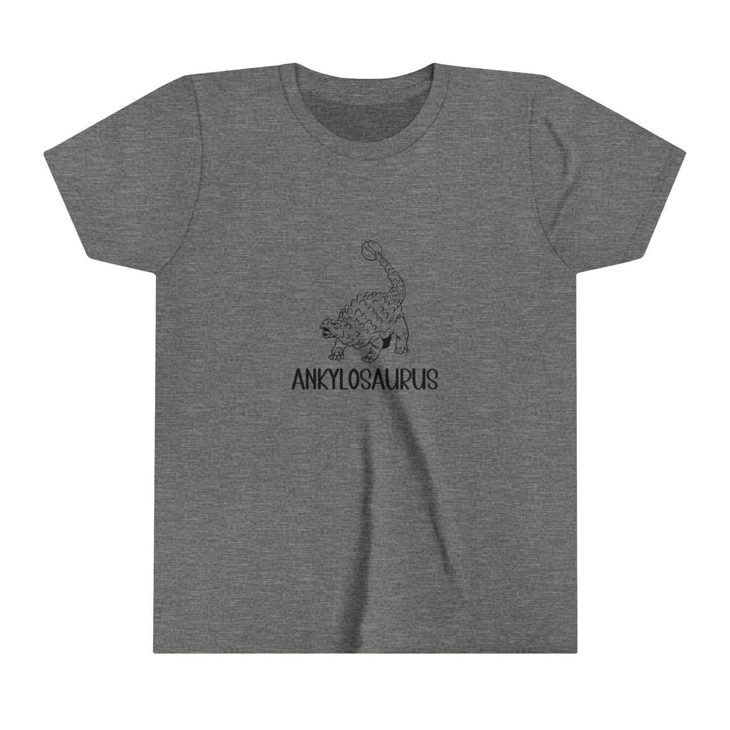 Youth Defensive Ankylosaurus T-Shirt with Black Graphics - Unisex Jersey Short Sleeve Tee Super Comfy Dino T-Shirt Gift