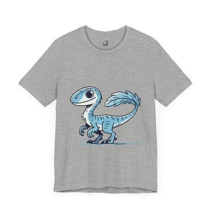 Charming Blue Velociraptor Tee – Cool Dino Style with a Playful Twist! 🦖💙❄️ - Unisex Jersey Short Sleeve Tee Super Comfy Dino T-Shirt Gift