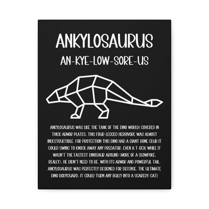 Polygon Outlined Ankylosaurus Vertical Matte Canvas Black, Stretched, 1.25" Amazing Gift for the Dino Lover in your life