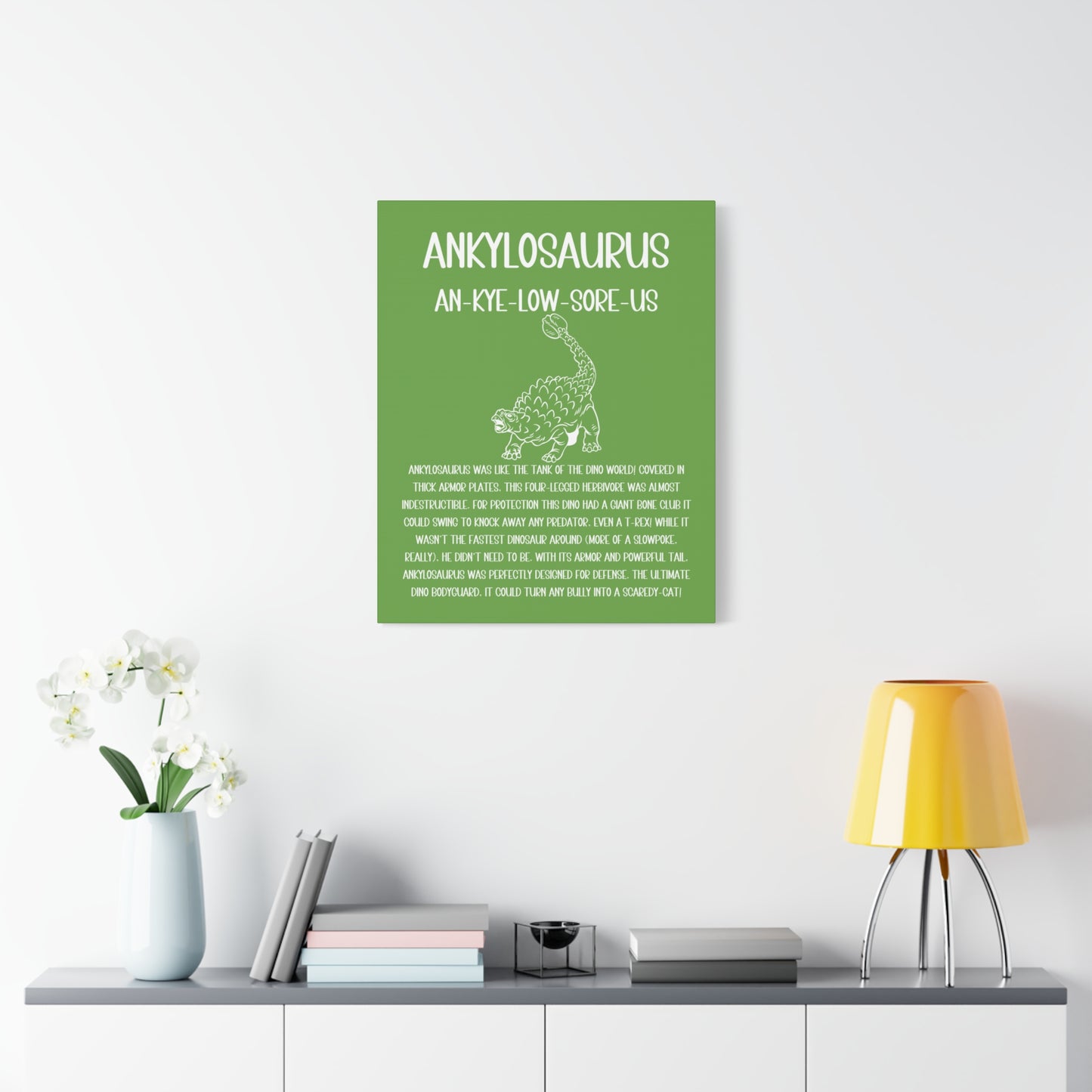 Defensive Ankylosaurus Vertical Matte Canvas Green, Stretched, 1.25" Amazing Gift for the Dino Lover in your life