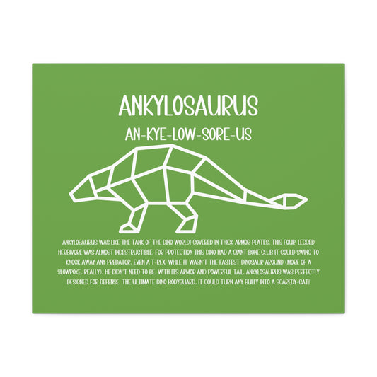 Polygon Ankylosaurus Horizontal Matte Canvas Green, Stretched, 1.25" Amazing Gift for the Dino Lover in your life