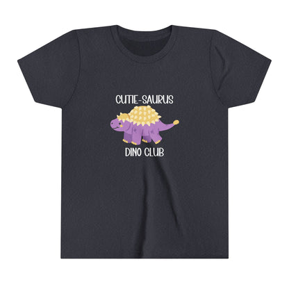 Youth Ankylosaurus Cutie Saurus Dino Club Purple - White Graphic - Unisex Jersey Short Sleeve Tee Super Comfy Dino T-Shirt Gift