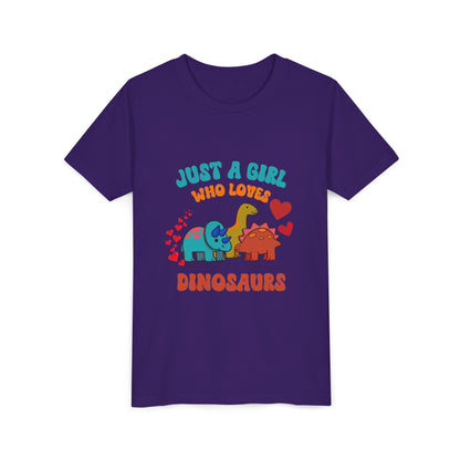 Just a Girl Who Loves Dinosaurs Youth Size T-Shirt Stem Tweens and Teens who Love Dinosaurs Tshirts