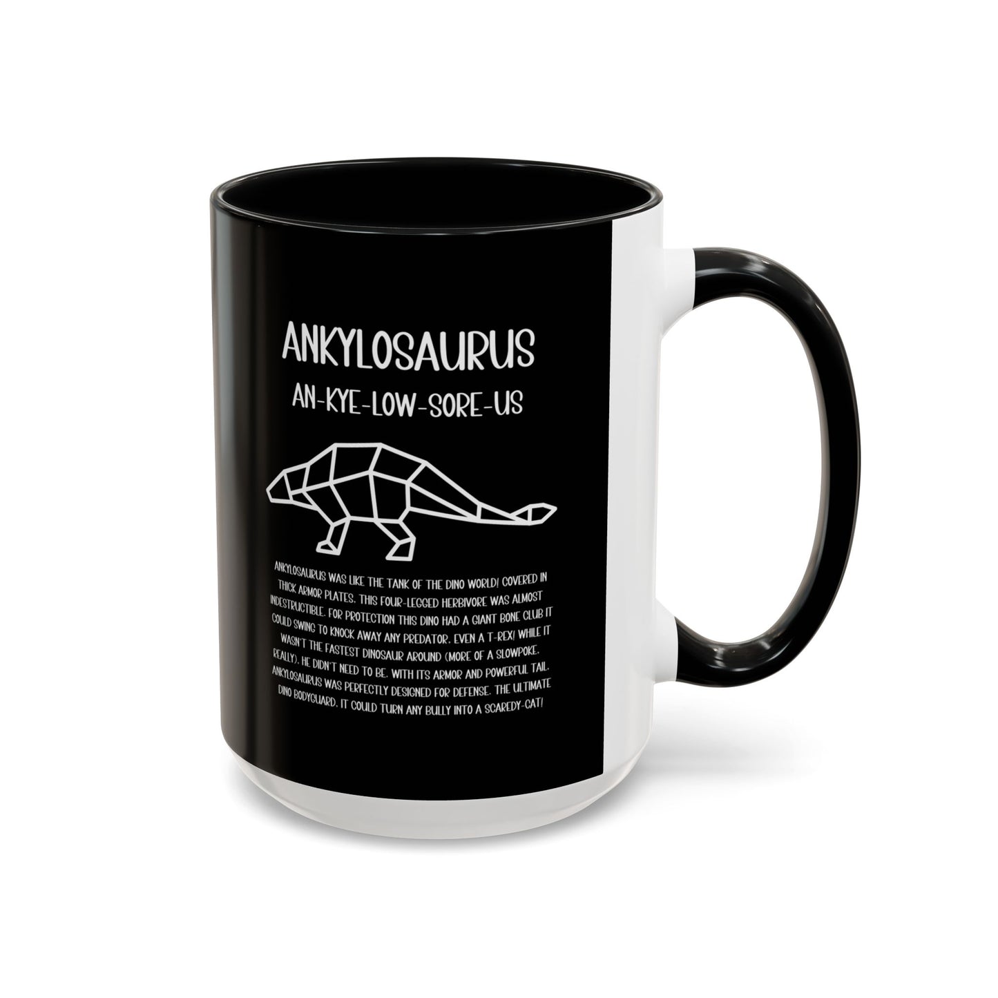 Polygon Ankylosaurus Mug with Detailed White Graphic Amazing Gift for the Dino Lovers in your life