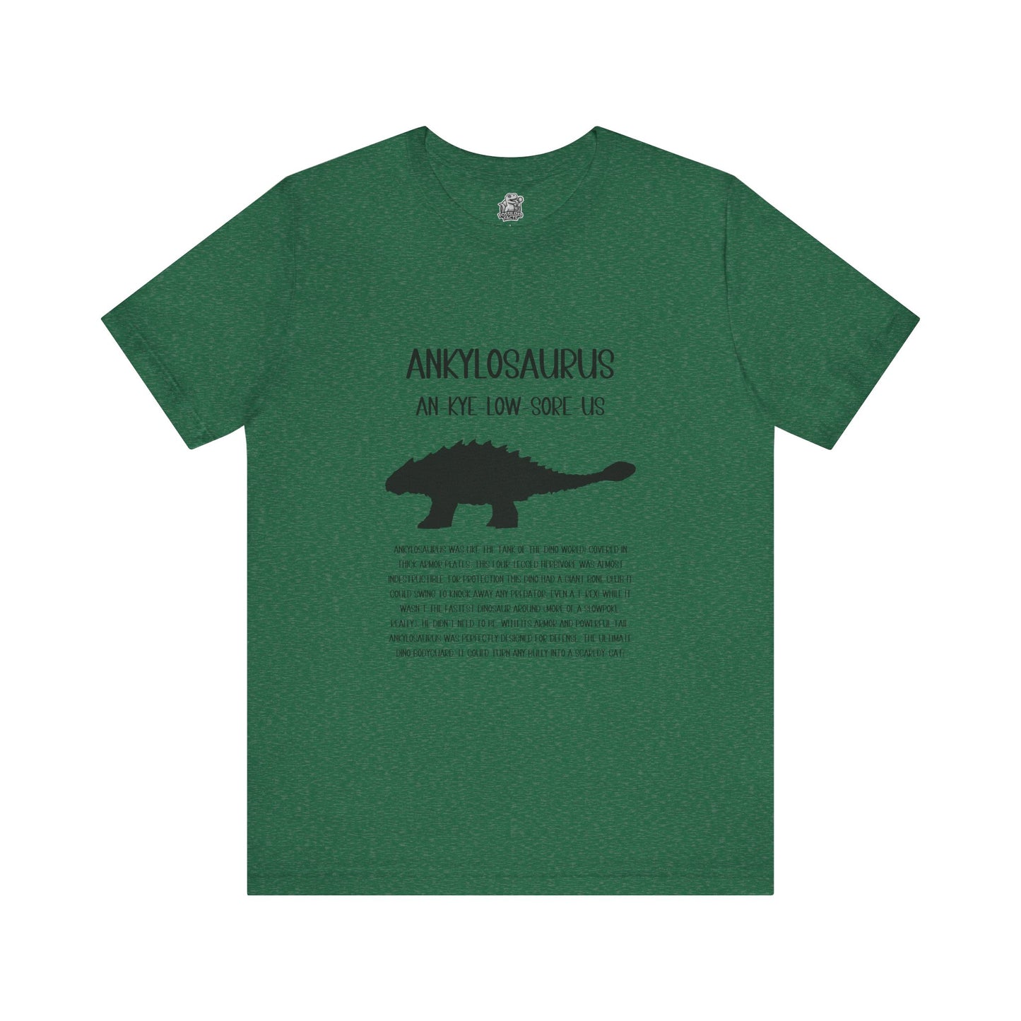 Ankylosaurus Detailed with Black Graphics - Unisex Jersey Short Sleeve Tee Super Comfy Dino T-Shirt Gift