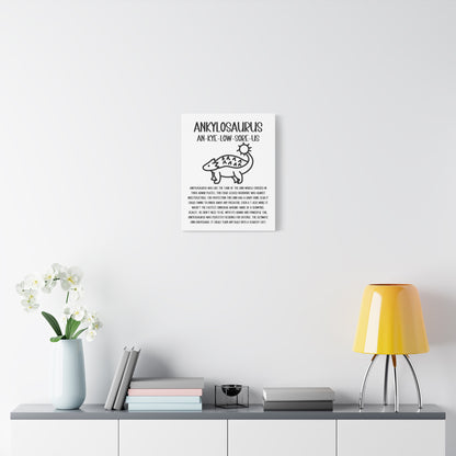 Cute Ankylosaurus Vertical Matte Canvas White, Stretched, 1.25" Amazing Gift for the Dino Lover in your life