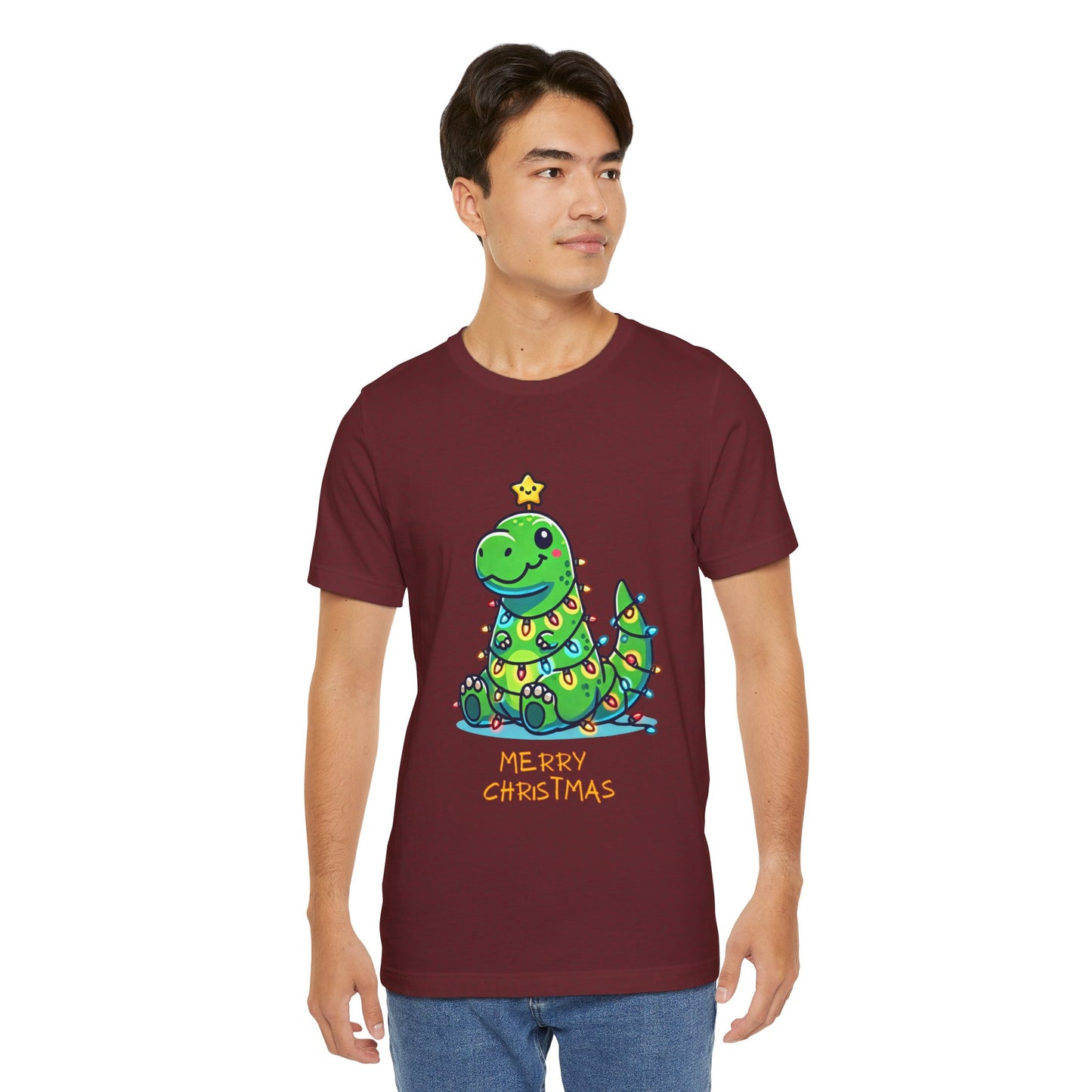 Merry Christmas - Tree Rex Jerry - Unisex Jersey Short Sleeve Tee Super Comfy Dino T-Shirt Gift