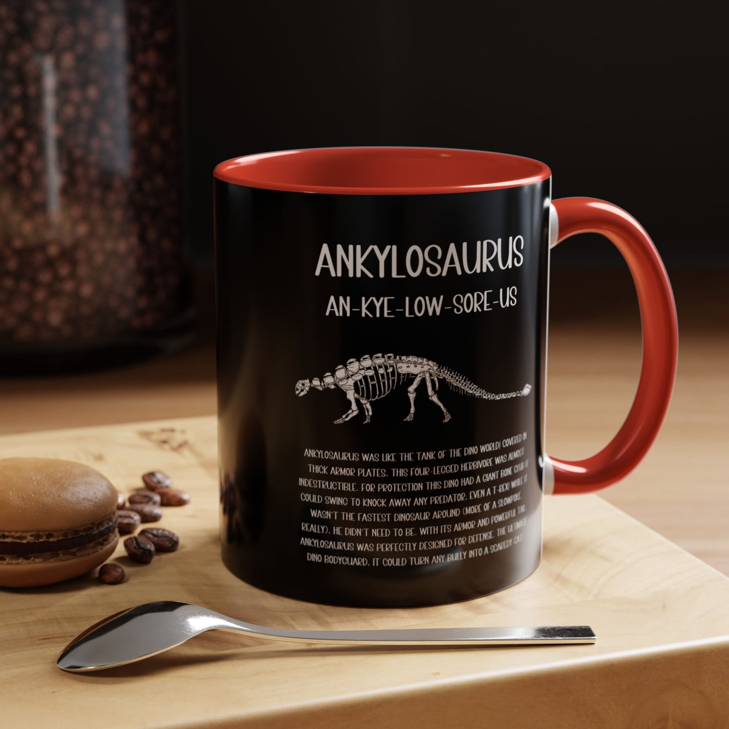 Fossil Ankylosaurus Mug with Detailed White Graphic Amazing Gift for the Dino Lovers in your life