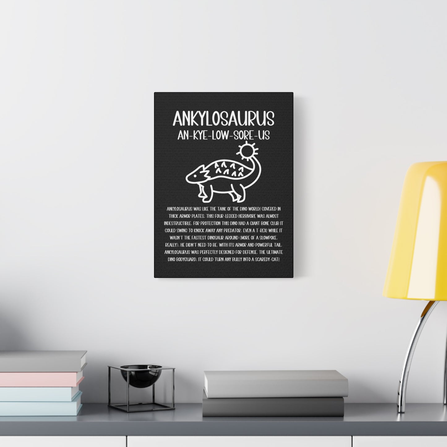 Cute Ankylosaurus Vertical Matte Canvas Black, Stretched, 1.25" Amazing Gift for the Dino Lover in your life