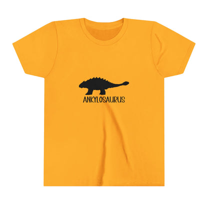 Youth Ankylosaurus T-Shirt with Black Graphics - Unisex Jersey Short Sleeve Tee Super Comfy Dino T-Shirt Gift