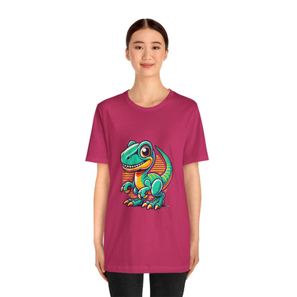 Retro Sunrise Velociraptor- Unisex Jersey Short Sleeve Tee Super Comfy Dino T-Shirt Gift