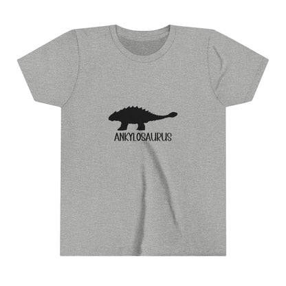 Youth Ankylosaurus T-Shirt with Black Graphics - Unisex Jersey Short Sleeve Tee Super Comfy Dino T-Shirt Gift