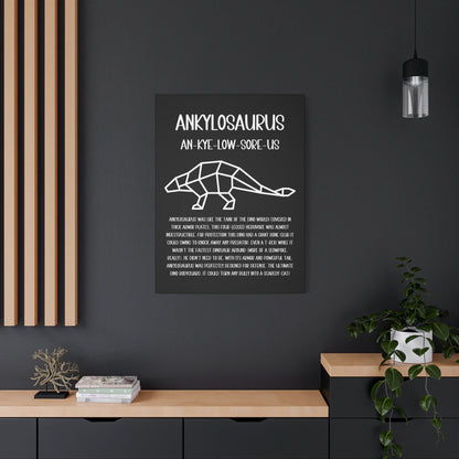 Polygon Outlined Ankylosaurus Vertical Matte Canvas Black, Stretched, 1.25" Amazing Gift for the Dino Lover in your life