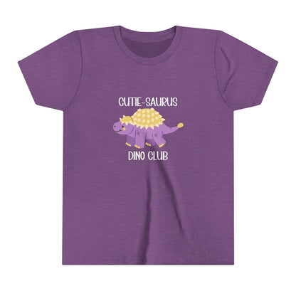 Youth Ankylosaurus Cutie Saurus Dino Club Purple - White Graphic - Unisex Jersey Short Sleeve Tee Super Comfy Dino T-Shirt Gift