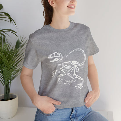 Classic Velociraptor Skeleton Tee – Bold Fossil Design for Dino Fans! 🦖🦴⚒️ - Unisex Jersey Short Sleeve Tee Super Comfy Dino T-Shirt Gift