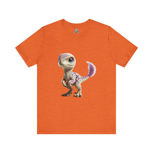 Lovable Baby Velociraptor Tee – Sweet Dino Style in Soft Pastels! 🦖💜✨ - Unisex Jersey Short Sleeve Tee Super Comfy Dino T-Shirt Gift