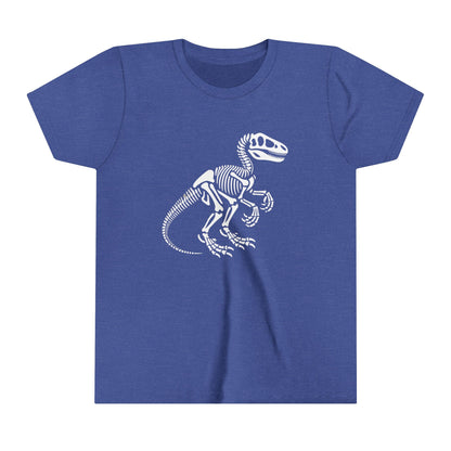 Youth Velociraptor Skeleton Tee – Bold Fossil Graphic for Dinosaur Lovers! 🦖🦴✨ - Unisex Jersey Short Sleeve Tee Super Comfy Dino T-Shirt Gift