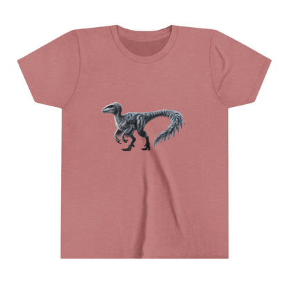 Youth Stunning Feathered Velociraptor Tee – Bold Jungle Colors & Fierce Dino Style! 🦖🍂🌌 - Unisex Jersey Short Sleeve Tee Super Comfy Dino T-Shirt Gift