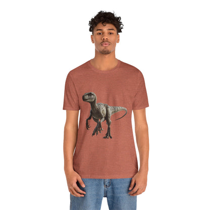 Brown Tone Theatrical Velociraptor - Unisex Jersey Short Sleeve Tee Super Comfy Dino T-Shirt Gift