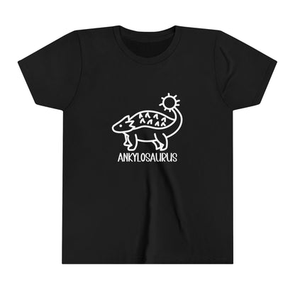 Youth Cute Ankylosaurus T-Shirt with White Graphics - Unisex Jersey Short Sleeve Tee Super Comfy Dino T-Shirt Gift