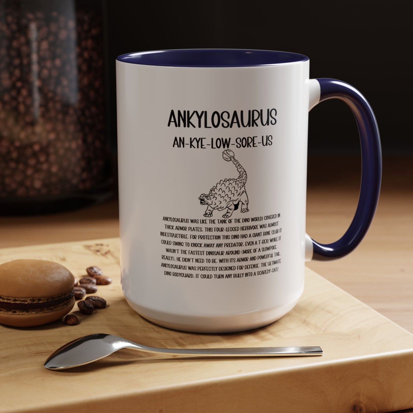 Defensive  Ankylosaurus Mug with Detailed Black Graphic Amazing Gift for the Dino Lovers in your life