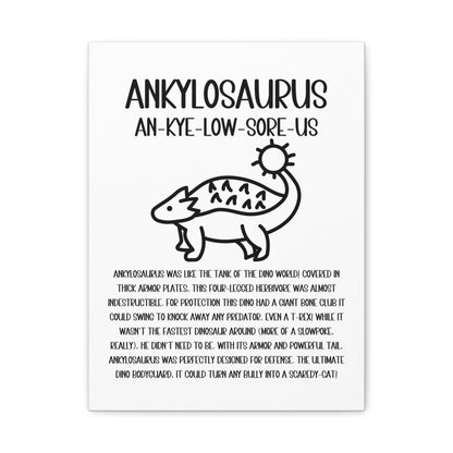 Cute Ankylosaurus Vertical Matte Canvas White, Stretched, 1.25" Amazing Gift for the Dino Lover in your life