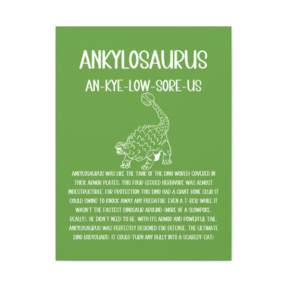 Defensive Ankylosaurus Vertical Matte Canvas Green, Stretched, 1.25" Amazing Gift for the Dino Lover in your life