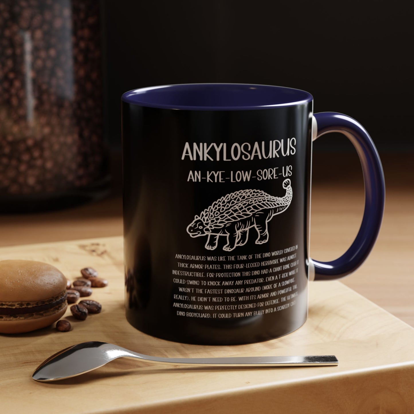 Outlined Ankylosaurus Mug with Detailed White Graphic Amazing Gift for the Dino Lovers in your life