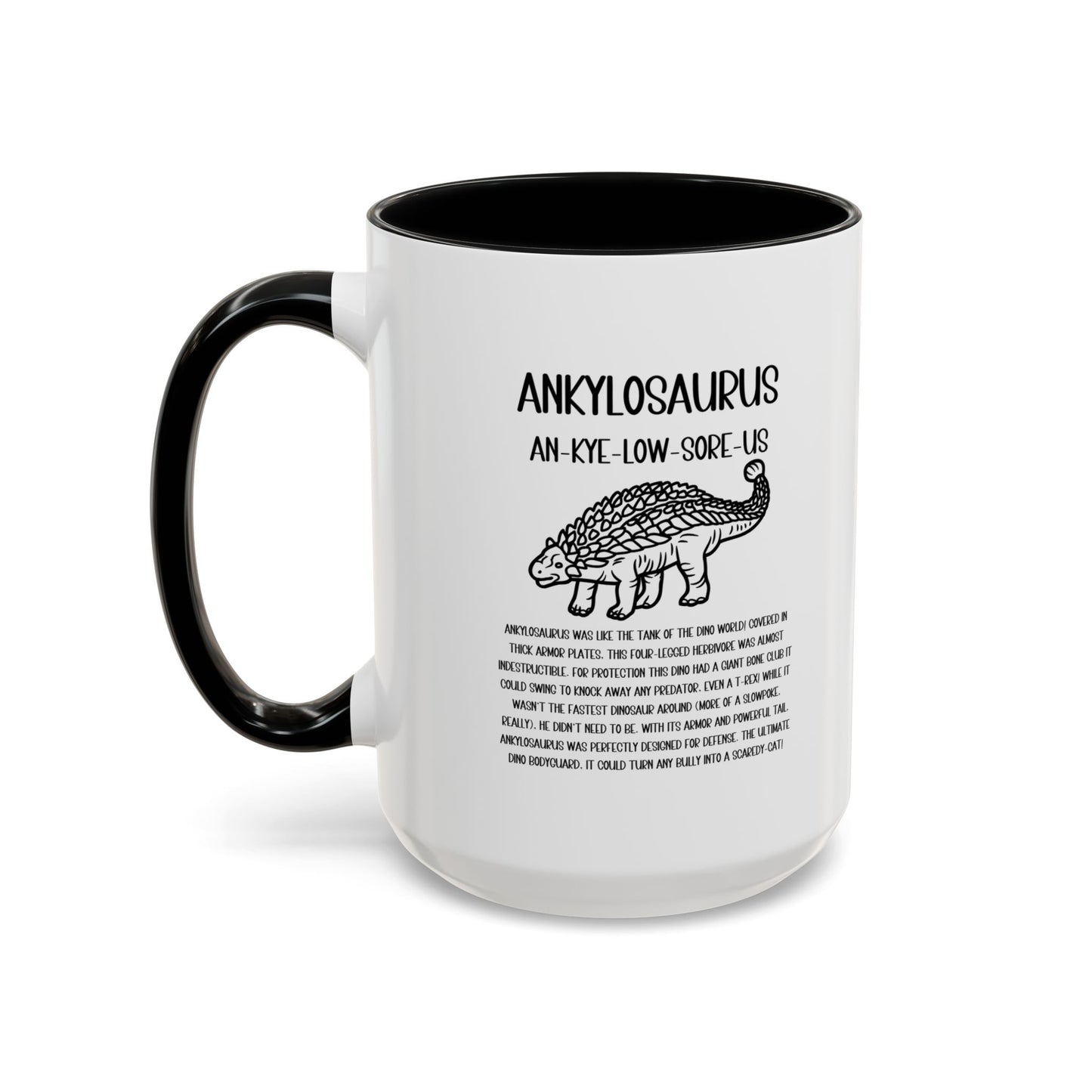 Outlined Ankylosaurus Mug with Detailed Black Graphic Amazing Gift for the Dino Lovers in your life