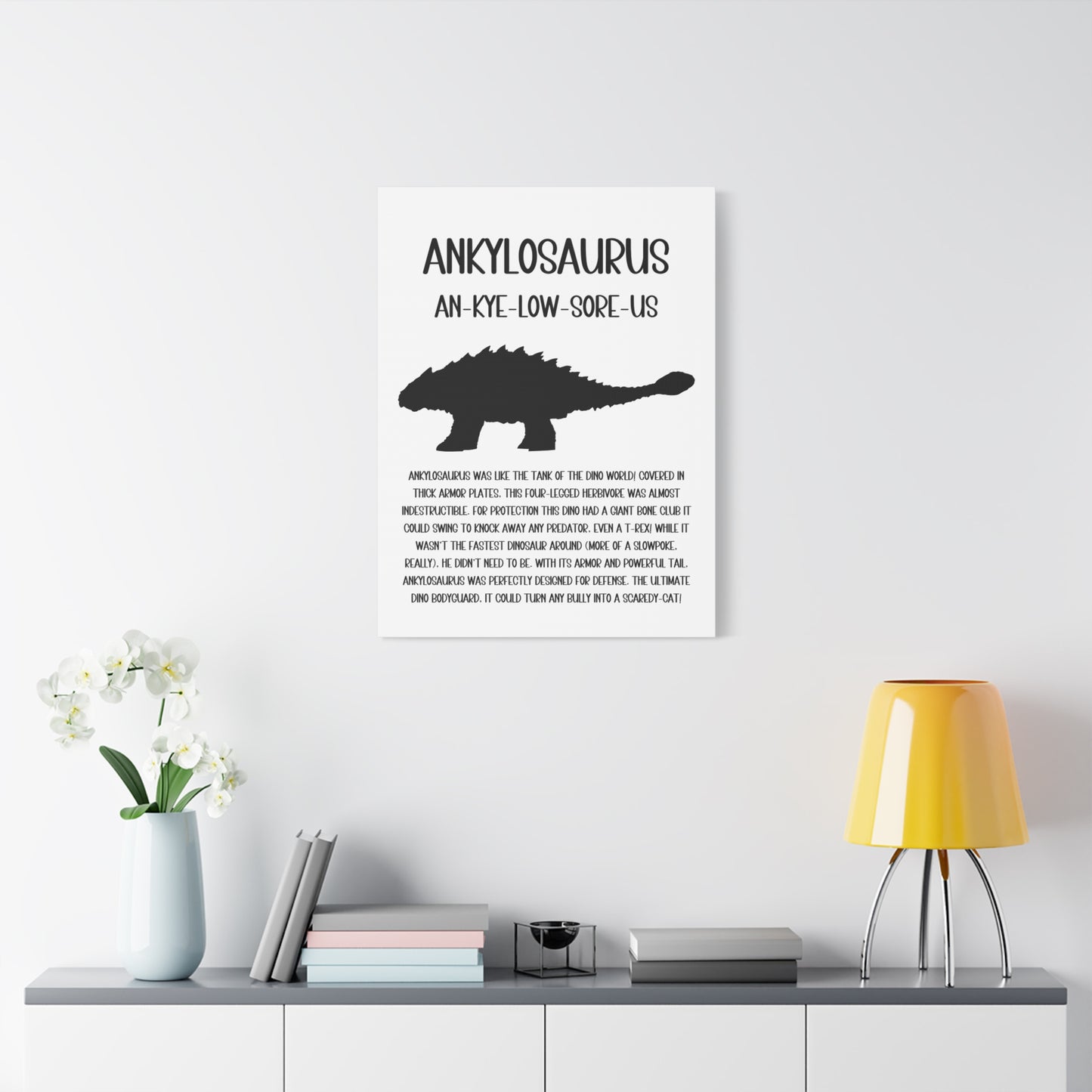 Ankylosaurus Vertical Matte Canvas White, Stretched, 1.25" Amazing Gift for the Dino Lover in your life