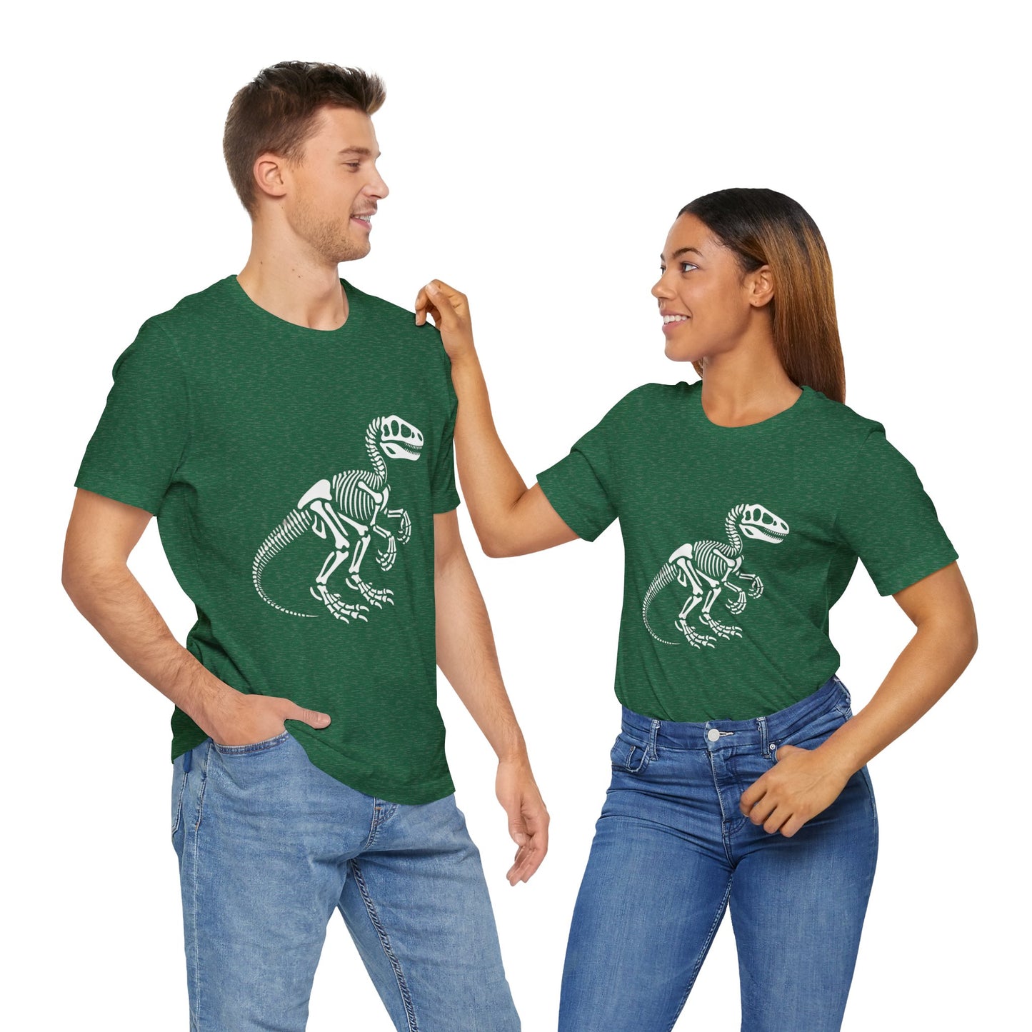 Velociraptor Skeleton Tee – Bold Fossil Graphic for Dinosaur Lovers! 🦖🦴✨ - Unisex Jersey Short Sleeve Tee Super Comfy Dino T-Shirt Gift